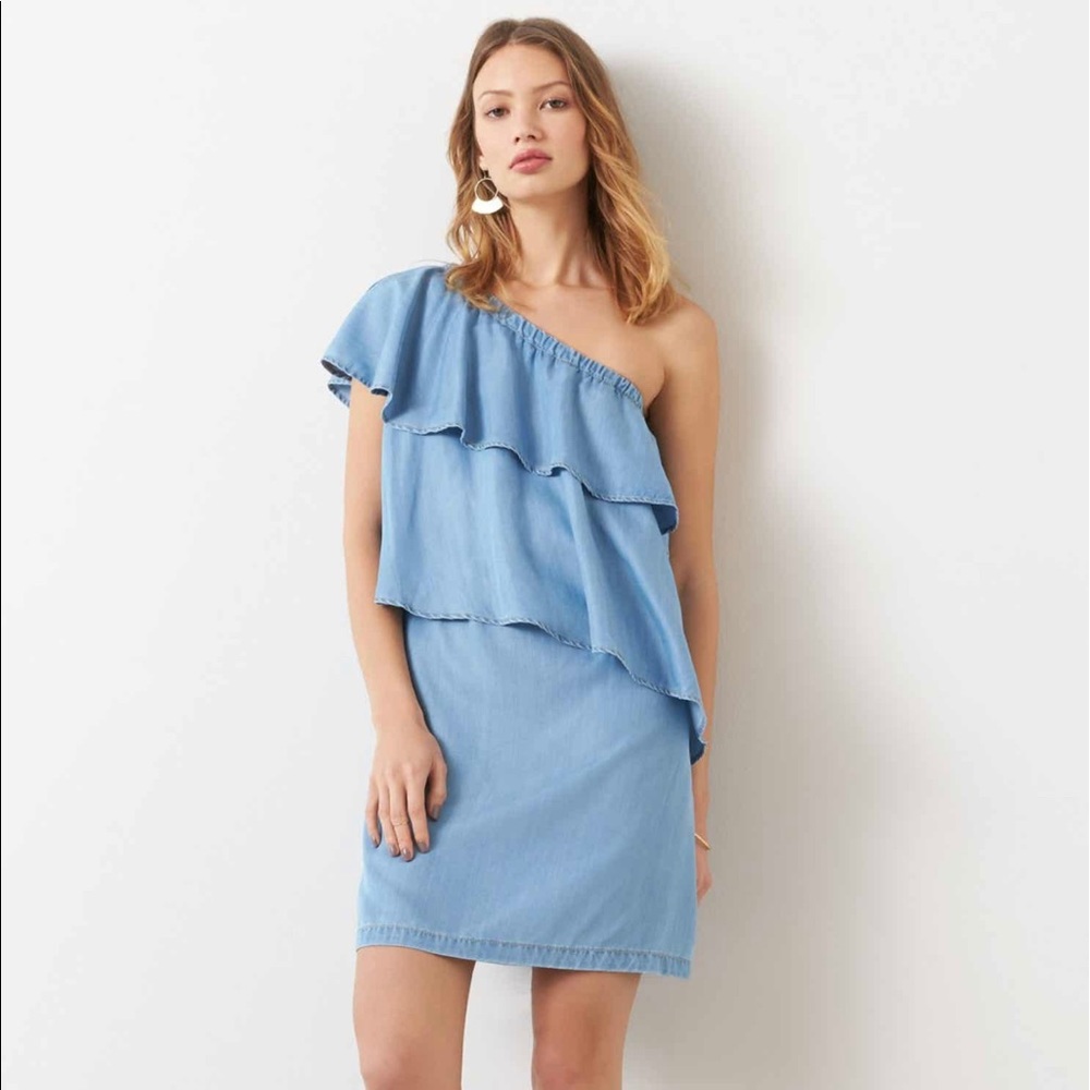 One shoulder denim dress